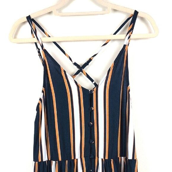 Roxy Sunset Beauty Midi Dress In blue Macy Stripe Size L - Picture 5 of 12